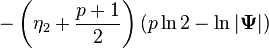  -\left(\eta_2 + \frac{p + 1}{2}\right)(p\ln 2 - \ln|\boldsymbol\Psi|)