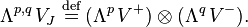 \Lambda^{p,q}\,V_J\;\stackrel{\mathrm{def}}{=}\, (\Lambda^p\,V^+)\otimes(\Lambda^q\,V^-).