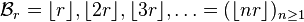 \mathcal{B}_r = \lfloor r \rfloor, \lfloor 2r \rfloor, \lfloor 3r \rfloor,\ldots = ( \lfloor nr \rfloor)_{n\geq 1}