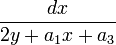 \frac{dx}{2y+a_1x+a_3}