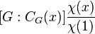 [G:C_G(x)]\frac{\chi(x)}{\chi(1)} 