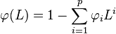  \varphi (L) = 1 - \sum_{i=1}^p \varphi_i L^i\,