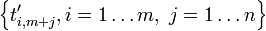 \left\{t'_{i,m+j}, i=1\ldots m,\; j=1\ldots n\right\}