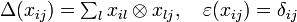  \Delta(x_{ij}) = \textstyle\sum_l x_{il} \otimes x_{lj}, \quad \varepsilon(x_{ij}) = \delta_{ij}\quad\ 