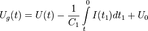 U_g(t) = U(t) - \frac{1}{C_1}\int\limits_{t}^{0}I(t_1)dt_1 +U_0