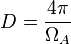 D = \frac{4\pi}{\Omega_A}