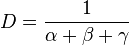 D = \frac{1}{\alpha + \beta + \gamma}