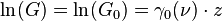  \ln(G) = \ln(G_0) = \gamma_0(\nu) \cdot z