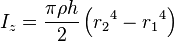 I_z = \frac{\pi\rho h}{2} \left({r_2}^4 - {r_1}^4\right)