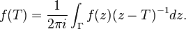 f(T) = \frac{1}{2 \pi i} \int_{\Gamma} f(z)(z - T)^{-1} dz.