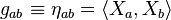 g_{ab} \equiv \eta_{ab} = \langle X_a, X_b\rangle