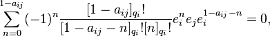 \sum_{n=0}^{1 - a_{ij}} (-1)^n \frac{[1 - a_{ij}]_{q_i}!}{[1 - a_{ij} - n]_{q_i}! [n]_{q_i}!} e_i^n e_j e_i^{1 - a_{ij} - n} = 0,