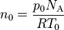 n_0 = \frac{p_0N_{\rm A}}{RT_0}