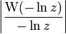 \left | \frac{\mathrm{W}(-\ln{z})}{-\ln{z}} \right |