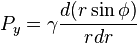  P_{y} = \gamma\frac{d(r\sin{\phi})}{r dr} 