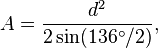 A = \frac{d^2}{2 \sin(136^\circ/2)},