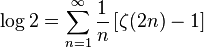 \log 2 =\sum_{n=1}^\infty \frac{1}{n}\left[\zeta(2n)-1\right]