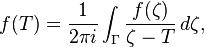 f(T)=\frac{1}{2\pi i}\int_{\Gamma}  \frac{f(\zeta)}{\zeta-T}\,d\zeta,