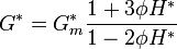 G^*=G^*_m\frac{1+3\phi H^*}{1 - 2 \phi H^*}