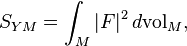 S_{YM} = \int_M \left|F\right|^2 d\mathrm{vol}_M,