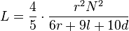 L = \frac{4}{5} \cdot \frac{r^2N^2}{6r + 9l + 10d}