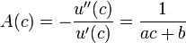  A(c) = -\frac{u''(c)}{u'(c)}=\frac{1}{ac+b}