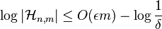 \log | \mathcal{H}_{n,m} |  \leq O(\epsilon m) - \log \frac{1}{\delta}