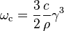 \omega_\text{c}=\frac{3}{2}\frac{c}{\rho}\gamma^3