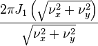 \displaystyle \frac{2\pi J_1\left(\sqrt{\nu_x^2+\nu_y^2}\right)}{\sqrt{\nu_x^2+\nu_y^2}}