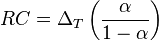 RC = \Delta_T \left( \frac{\alpha}{1 - \alpha} \right)