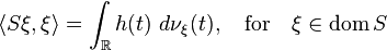 \langle S \xi, \xi \rangle = \int_{\mathbb{R}} h(t) \ d\nu_{\xi} (t), \quad \mbox{for} \quad \xi \in \operatorname{dom} S