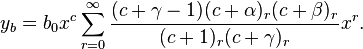 y_b = b_0 x^c \sum_{r = 0}^\infty \frac{(c + \gamma -1 )(c + \alpha )_r (c + \beta)_r}{(c + 1)_r (c + \gamma)_r} x^r.