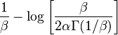 \frac{1}{\beta}-\log\left[\frac{\beta}{2\alpha\Gamma(1/\beta)}\right]