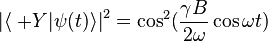 {|\langle\ +Y|\psi(t)\rangle|}^2={\cos}^2(\frac{\gamma B}{2\omega}\cos\omega t)