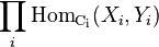 \prod_i \operatorname{Hom}_{\operatorname{C_i}}(X_i, Y_i)