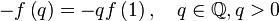 -f\left(q\right) = -q f\left(1\right), \quad q \in \mathbb{Q}, q > 0 