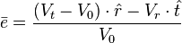 \bar{e}=\frac{(V_t-V_0) \cdot \hat{r} - V_r \cdot \hat{t}}{V_0}