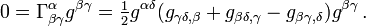 0 = \Gamma^{\alpha}_{\beta \gamma} g^{\beta \gamma} = \tfrac12 g^{\alpha \delta} ( g_{\gamma \delta , \beta} + g_{\beta \delta , \gamma} - g_{\beta \gamma , \delta} ) g^{\beta \gamma} \,.