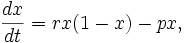  \frac{dx}{dt}=rx(1-x)-px,