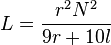 L = \frac{r^2N^2}{9r + 10l}