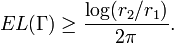 EL(\Gamma)\ge \frac{\log(r_2/r_1)}{2\pi}.