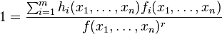  1 = \frac{ \sum_{i=1}^m h_i(x_1,\dots,x_n) f_i(x_1,\dots,x_n) }{f(x_1,\dots,x_n)^r}