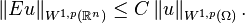 \left\| Eu\right\|_{W^{1,p}(\mathbb{R}^n)}\leq C\left\|u\right\|_{W^{1,p}(\Omega)}.