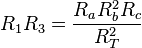 R_1R_3 = \frac{R_aR_b^2R_c}{R_T^2}