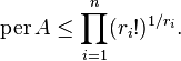 \operatorname{per}A \leq \prod_{i=1}^n (r_i!)^{1/r_i}.