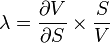 \lambda = \frac{\partial V}{\partial S}\times\frac{S}{V}