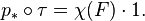 p_* \circ \tau = \chi(F) \cdot 1.