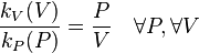  \frac{k_V(V)}{k_P(P)} = \frac{P}{V} \quad\forall P, \forall V