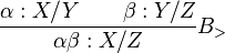 \dfrac{\alpha : X/Y \qquad \beta : Y/Z}{\alpha \beta : X/Z}B_>