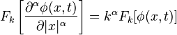 
F_k\left[\frac{\partial^\alpha \phi(x,t)}{\partial |x|^\alpha}\right]=k^\alpha F_k[\phi(x,t)] 